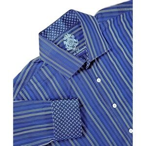 English Laundry Men's Shirt 17 36/37 Long Sleeve Striped Casual Dress‎